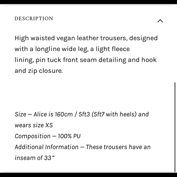 B.O.A. LEATHER WIDE LEG TROUSERS
BLACK *NWT* - Picture 5 of 7